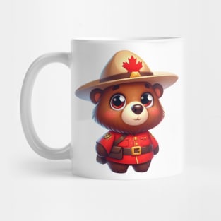 Cute Canadian Mountie Bear Illustration Mug